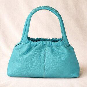 Vintage Fossil ZB8542 Turquoise Ruched Pebbled Leather Top Handle Mini Bag Y2K